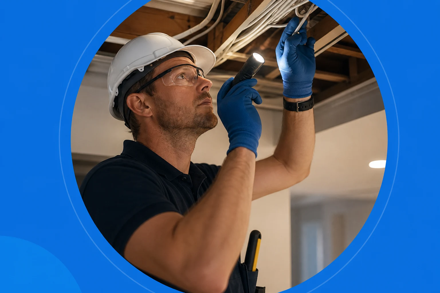 Electrician checking a fitting